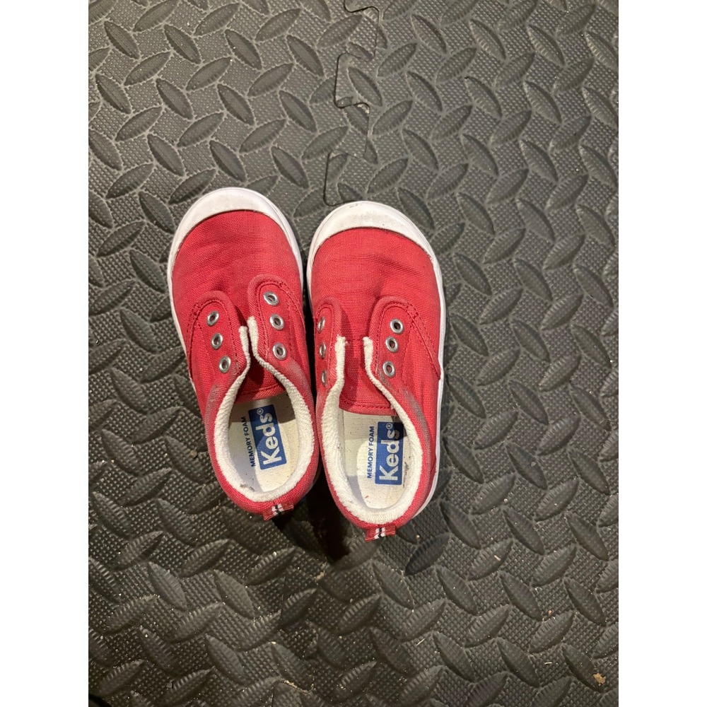 Keds Kids Red Canvas Memory Foam Slip On Sneakers Size 7W KT32020
